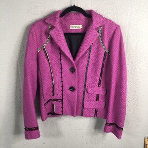 Vintage CanvasBacks Jacket Womens 12 Purple Wide Weave Wool Artsy Bold Career